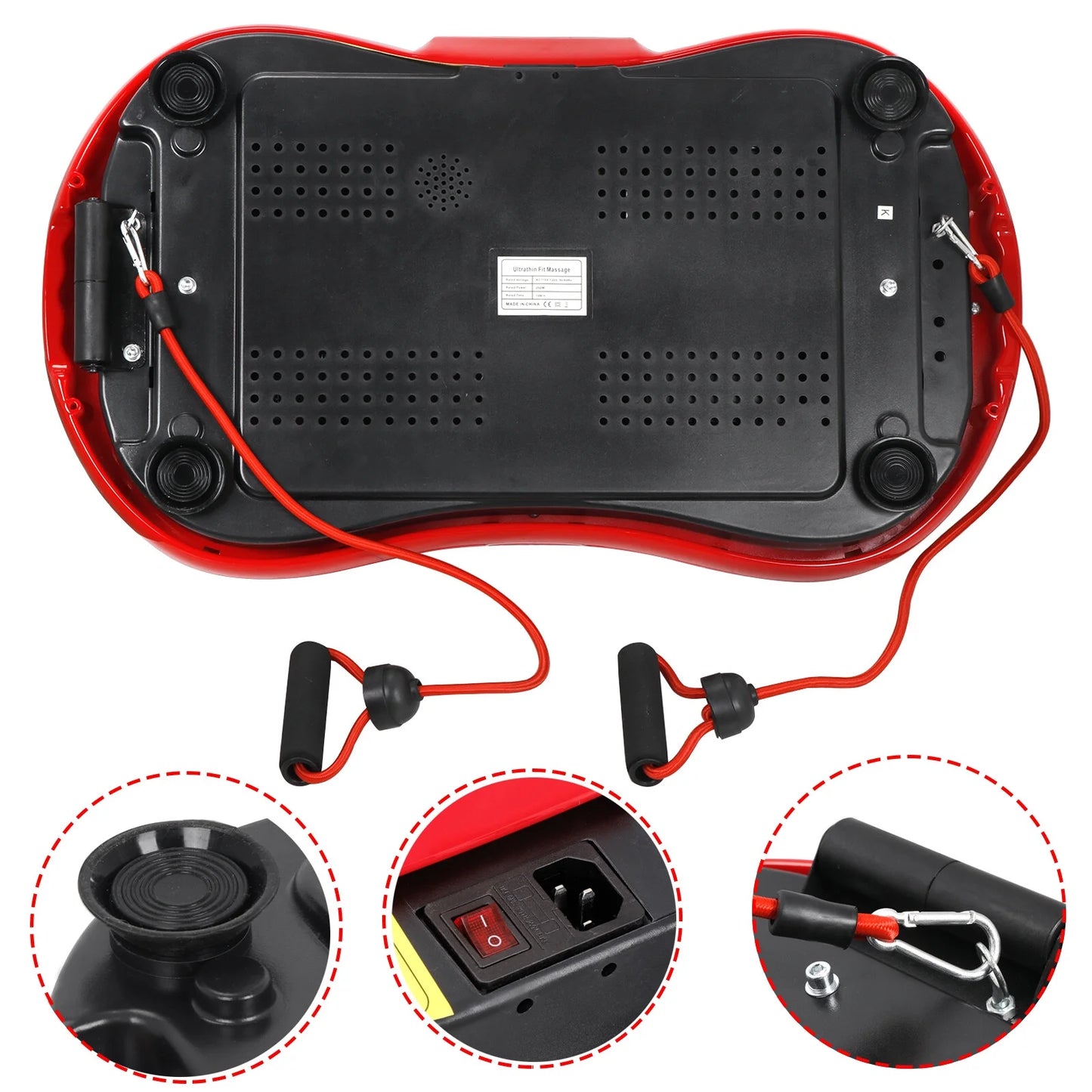 Máquina De Ejercicio Con Placa De Vibración, Plataforma Para Entrenamiento De Cuerpo Completo En Casa Con Bluetooth Rojo