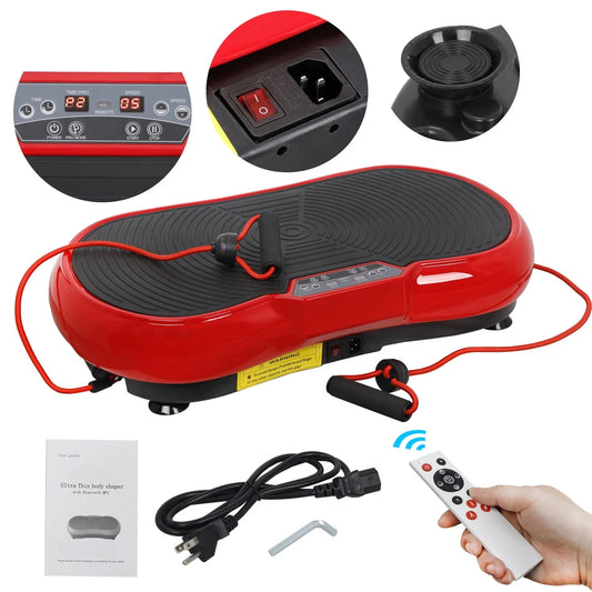 Máquina De Ejercicio Con Placa De Vibración, Plataforma Para Entrenamiento De Cuerpo Completo En Casa Con Bluetooth Rojo