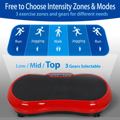 Máquina De Ejercicio Con Placa De Vibración, Plataforma Para Entrenamiento De Cuerpo Completo En Casa Con Bluetooth Rojo