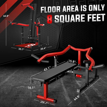 Máquina De Prensa De Pecho, Capacidad De 1250 Lbs Con Brazos Convergentes Independientes, Banco De Fitness Ajustable De Inclinación Plana Para Gimnasio En Casa