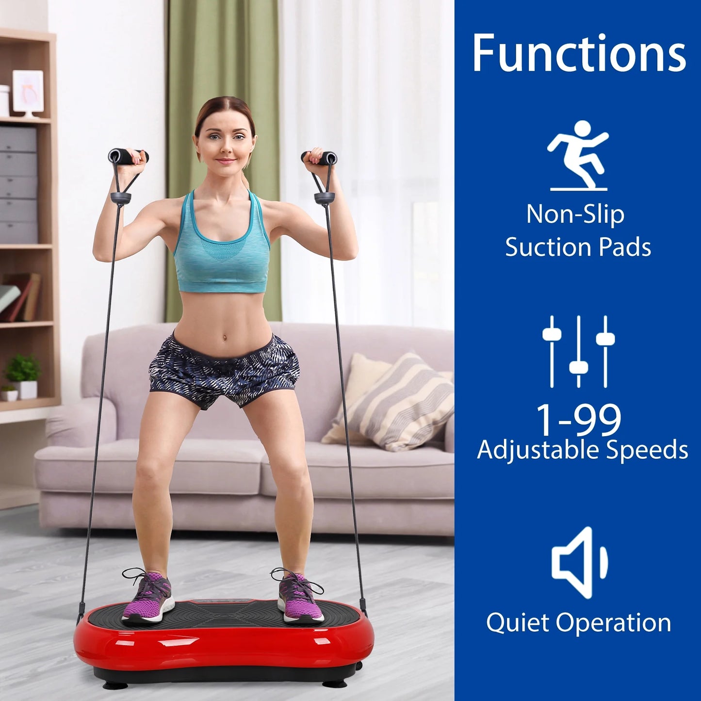 Máquina De Ejercicio Con Placa De Vibración, Plataforma Para Entrenamiento De Cuerpo Completo En Casa Con Bluetooth Rojo