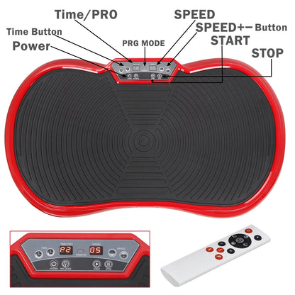 Máquina De Ejercicio Con Placa De Vibración, Plataforma Para Entrenamiento De Cuerpo Completo En Casa Con Bluetooth Rojo